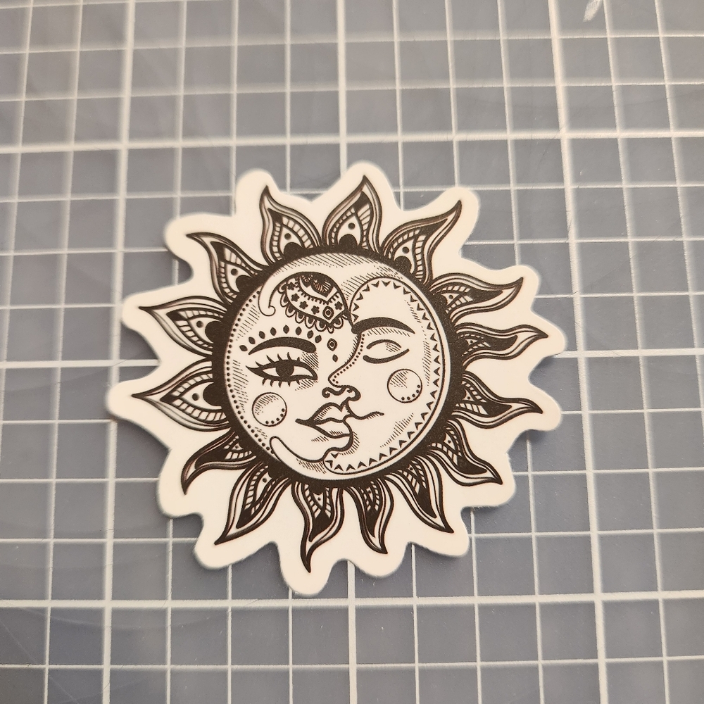 10/$10 Sticker Celestial Moon Black And White